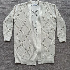 Sonoma Women's Cream Beige Diamond Knit Cardigan